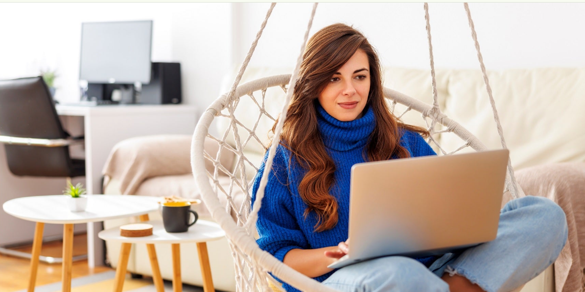Young applicant working on homework job from home